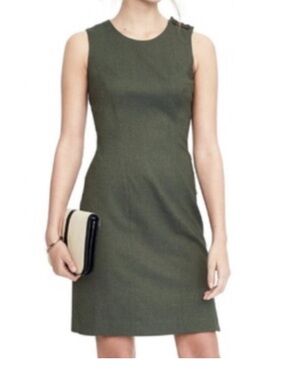 Banana Republic Olive Green Sleeveless Mini Sheath Dress